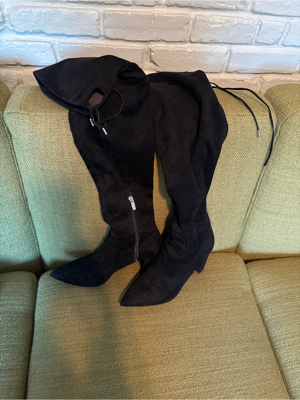 Marc Fisher Black Suede Over-the-Knee Pointed-Toe Boots